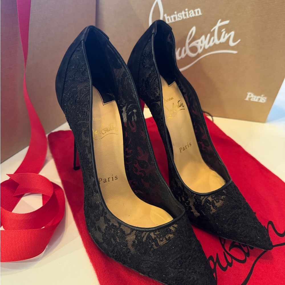 Christian Louboutin Follies Lace Pumps – Black - Size 37